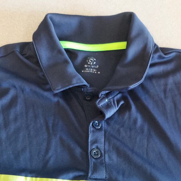 Champion Polo Shirt Boys XL Blue Short Sleeve Front Stripe Tee - Picture 3 of 7